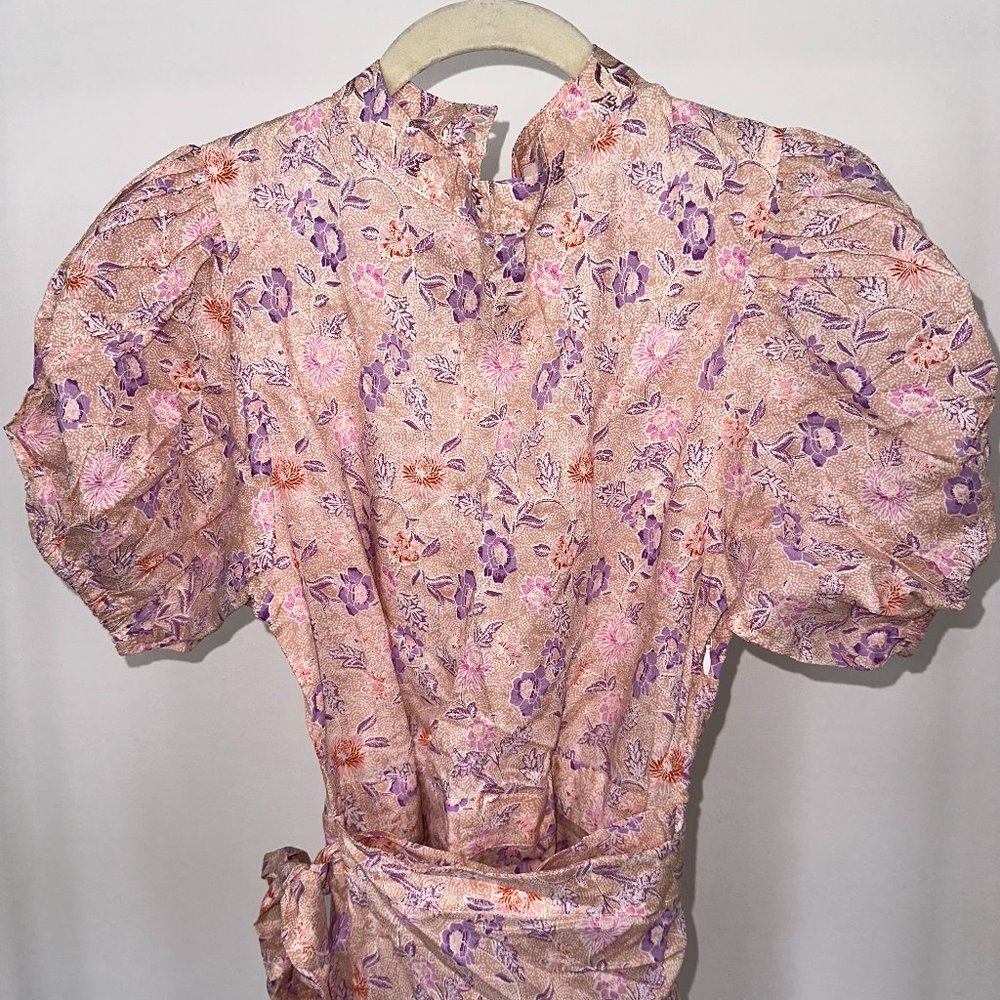 Acacia Dress, NWT- flora ruffle puff sleeve wrap mini dress XS NWT